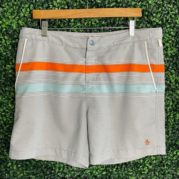 Original Penguin Striped Swim Shorts Sz 34 - Picture 1 of 15